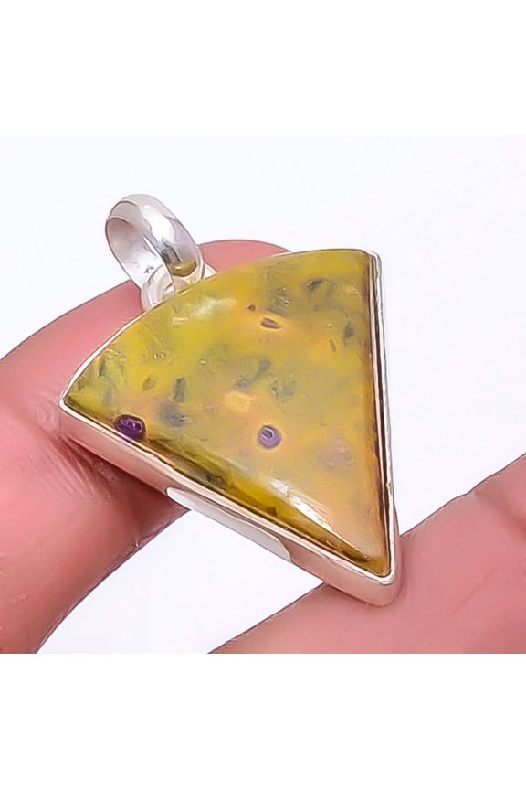 Atlantisite Stichite 925 Sterling Silver Jewelry Pendant 1.56" P1905-33, Christmas Gift, Gemstone Silver Jewelry, Stichtite Pendant, New Year Sale