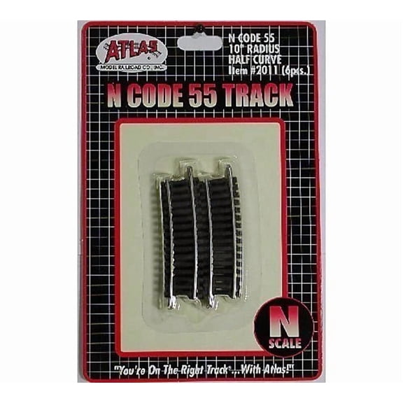 Atlas 2011 N Scale Code 55 10" Radius Half Curved