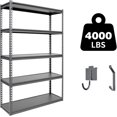 thumbnail image 1 of The Atlas 36" W Laminated Heavy Duty Metal Shelving Unit 4000 Lbs Boltless Garage Storage Shelves Utility Rack Shelf Warehouse Pantry Shed 36" W x 18" D x 72" H, Dark Gray, 1 of 15