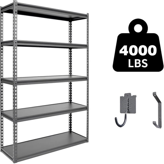The Atlas 36" W Laminated Heavy Duty Metal Shelving Unit 4000 Lbs Boltless Garage Storage Shelves Utility Rack Shelf Warehouse Pantry Shed 36" W x 18" D x 72" H, Dark Gray