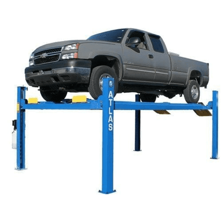 Atlas Automotive Equipment 412 Commercial Grade 4-Post Vehicle Lift, 10’ Minimum Height, 12,000lb Capacity, Extra Tall/Wide/Long, Diamond Plated Runways, Air Operated Single Point Lock Release, 220V