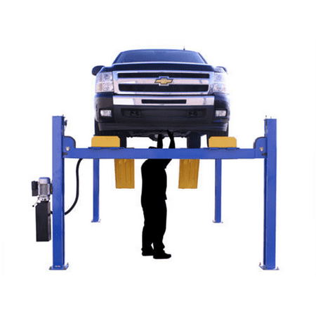Atlas Automotive Equipment 414 Commercial Grade 4-Post Vehicle Lift, 10’ Minimum Height, 14,000lb Capacity, Extra Tall/Wide/Long, Diamond Plated Runways, Air Operated Single Point Lock Release, 220V