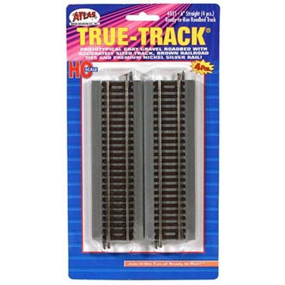 Atlas True-Track 6 Straight Section (4) HO Scale Trains