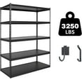 thumbnail image 1 of The Atlas 48" W Laminated Heavy Duty Metal Shelving Unit 3250 Lbs Boltless Garage Storage Shelves Utility Rack Shelf Warehouse Pantry Shed 48" W x 24" D x 72" H, Black, 1 of 7