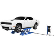 Atlas Automotive Equipment 6PL Commercial-grade Low-rise Scissors Lift, Open Center Design, 6,000lbs. Capacity, 4 Non-Slip Rubber Pads, Drive Over Ramps, Air-Operated Single Point Lock Release, 110V