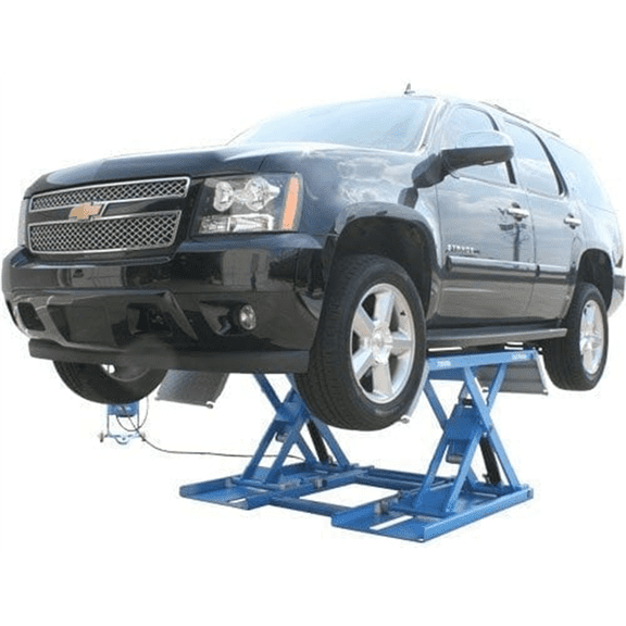 Atlas Automotive Equipment 7K-KWIK Kwik Bay Commercial-grade Mid-rise Scissors Lift, Portable Free-standing, Open Center Design, 7,000lbs. Capacity, Air-operated Single Point Lock Release, 110V