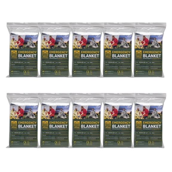 Atlas Adventure Equipment Emergency Survival Blanket (10-Pack)
