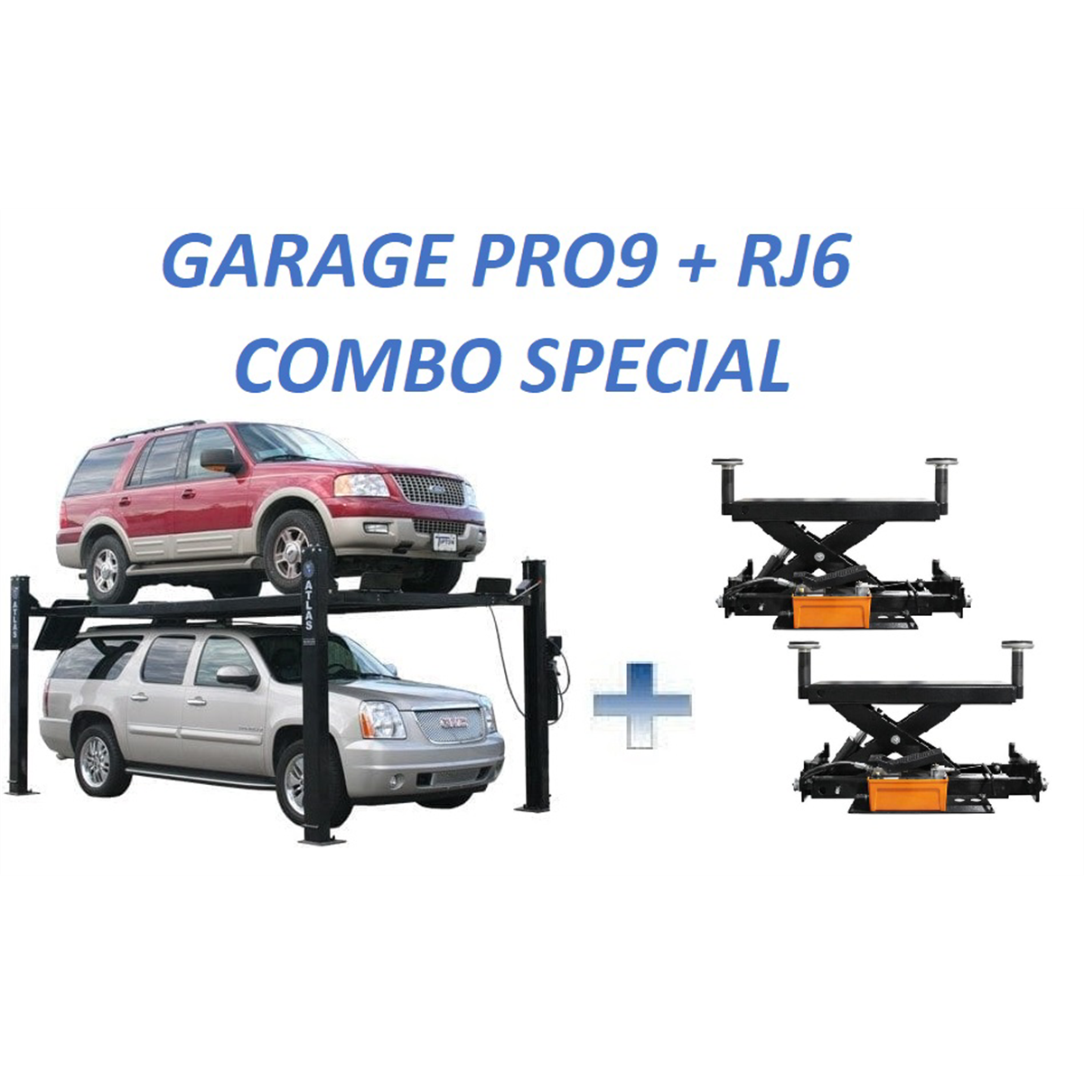 Atlas Automotive Equipment Atlas Equipment PRO9000 4 Post Lift + RJ6 Rolling Jacks Combo