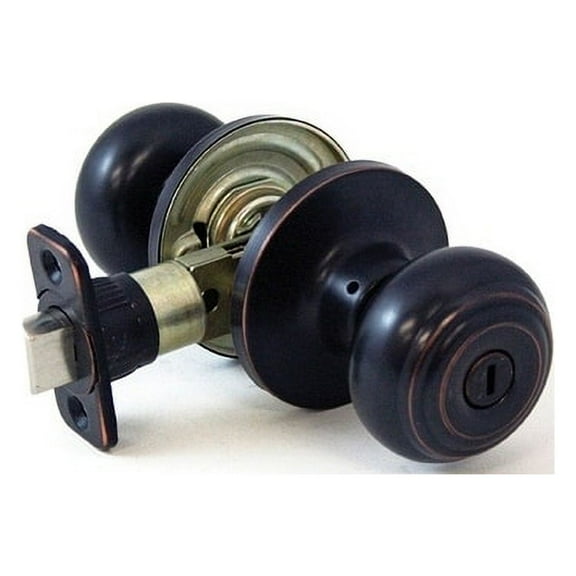 Atlas Ball Privacy Locking Door Knob, Antique Bronze