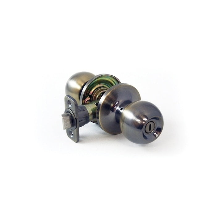 Atlas Ball Privacy Locking Door Knob, Satin Nickel