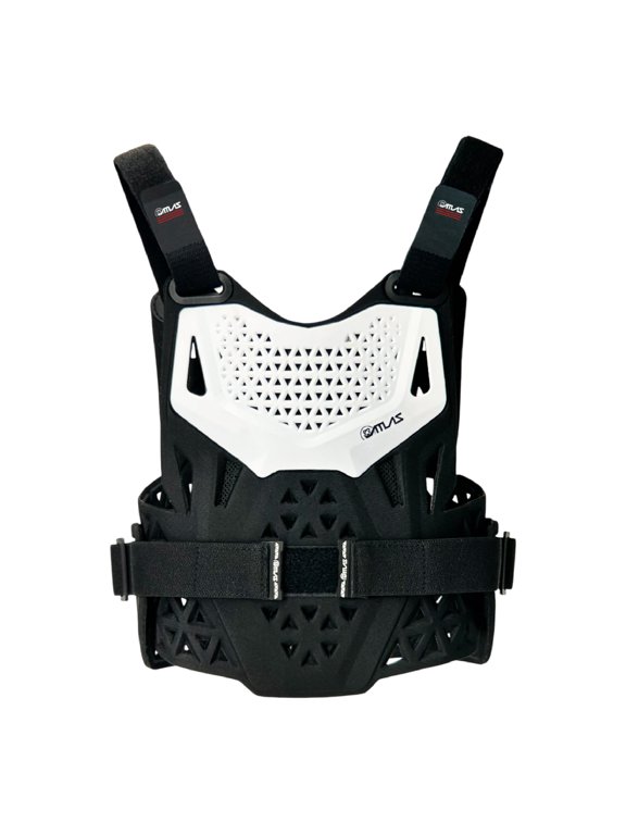 Atlas Charger PeeWee White -A1010-00-000 CE Certified Compatible Chest Protector with Wrap-Around Design for Young Riders in Motocross, BMX, and Extreme Sports