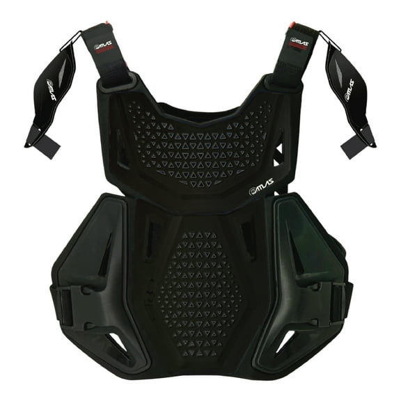 Atlas Charger Youth Black + Shoulders A1040-01-000 - Youth Neck Brace with Adjustable Shoulder Pads, Lightweight Impact-Resistant Protection for Motocross, BMX, and Extreme Sports