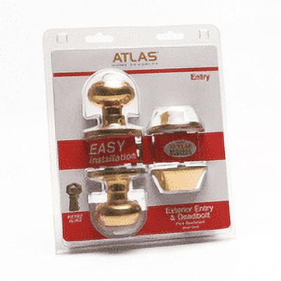 Atlas Door Locks, 1734805, Classic Entry and Deadbolt Knob Clamshell Pack Combo, Polished Brass