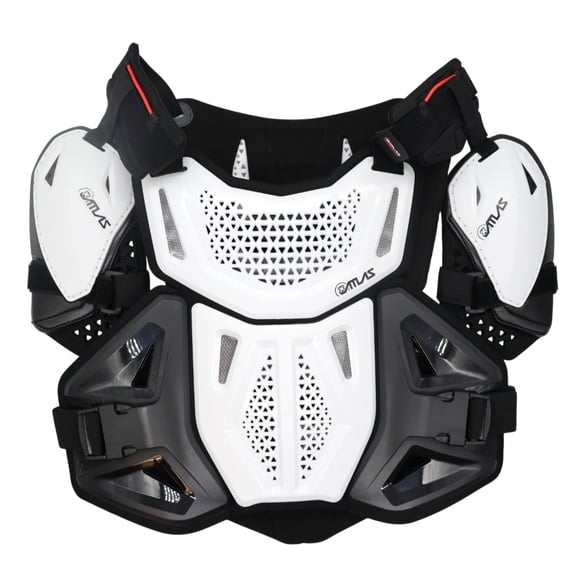 Atlas Defender 2.0 Chest & Back Protector Plus Shoulders - White S/M - Multi-Panel Hardshell Roost Guard - CE EN 1621-3 Level 1 Chest / EN 1621-2 Level 1 Back - MX Off-Road Body Armor
