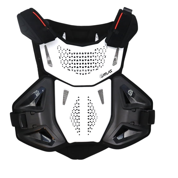 Atlas Defender 2.0 Chest & Back Protector - White L/XL - Multi-Panel Hardshell Roost Guard - CE EN 1621-3 Level 1 Chest / EN 1621-2 Level 1 Back - MX Dirt Bike Off-Road Body Armor