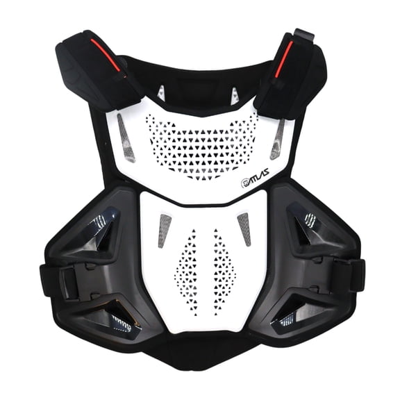 Atlas Defender 2.0 Chest & Back Protector - White L/XL - Multi-Panel Hardshell Roost Guard - CE Stoneshield EN 14021 - MX Dirt Bike Off-Road Body Armor