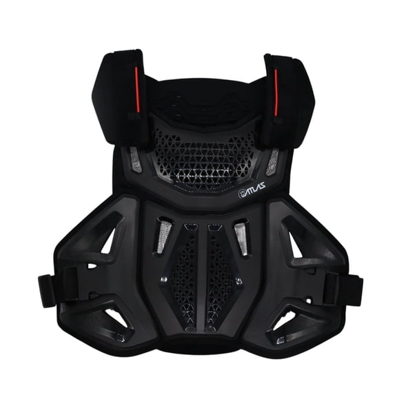 Atlas Defender Hybrid Ai Chest & Back Protector - Black S/M - Adapted Impact Ai Technology Roost Guard - CE EN 1621-3 Level 1 Chest / EN 1621-2 Level 2 Back - MX Dirt Bike Off-Road Body Armor