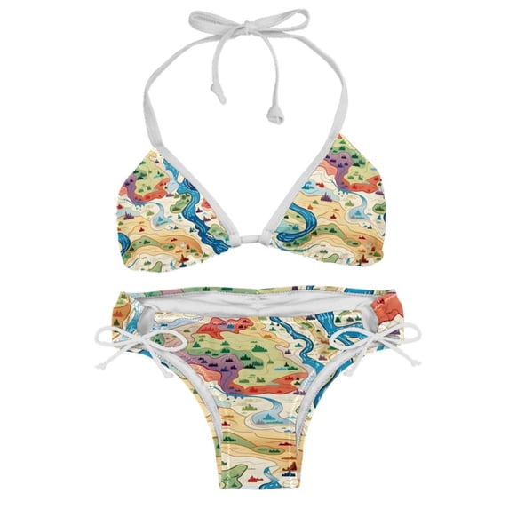 Atlas Detachable Sponge Adjustable Strap Bikini Set Two-Pack Swim Suits - Ideal for Beach and Pool Scenes
