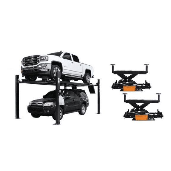 Atlas Automotive Equipment ALI Certified APEX9 4-Post Lift + RJ6 Rolling Bridge Jacks Combo