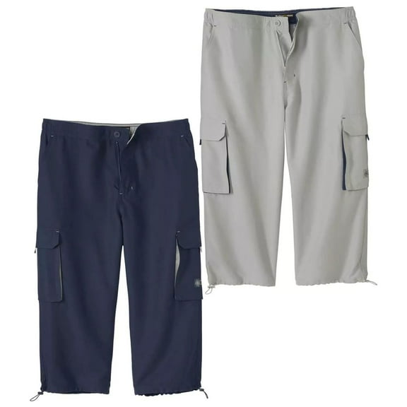 Atlas For Men Mens Crop Elasticated Waist Cargo Pants (Pack of 2)