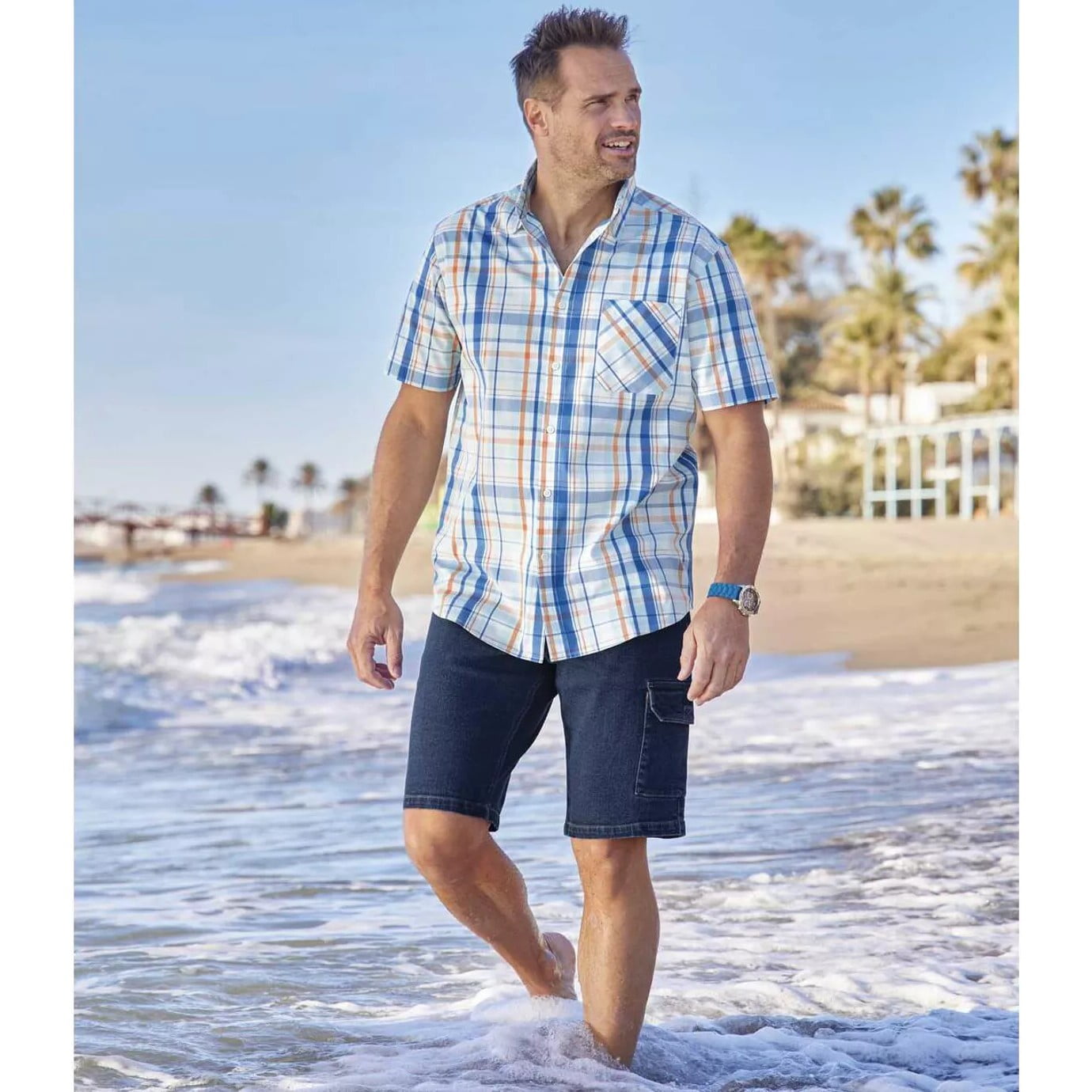 Atlas For Men Mens Denim Cargo Shorts