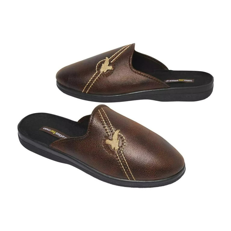 Faux leather mens slippers deals