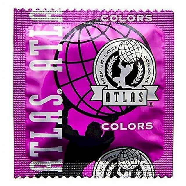 Atlas Fun Colors Condom Bundle With A Silver Lunamax Pocket Case Premium Lubricated Colored 6655