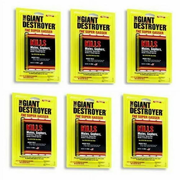 Giant Destroyer Mole Killer, Rat Poisen, Vole Killer, Gopher Killer, Gopher Gassers, Skunk Repellent, kills Moles, Gophers, Woodchucks, Rat x, Skunks, Ground Squirrels Gas Killer (6 Packs of 4 Tubes)