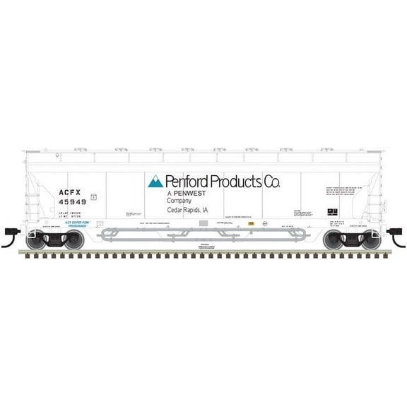 Atlas HO Scale Pressureaide Centerflow Hopper Penwest #45922 (White/Blue)