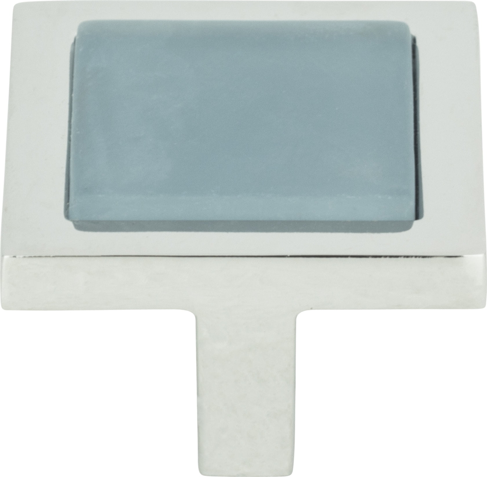 Polished Chrome Blue Square Knob with Mounting Hardware