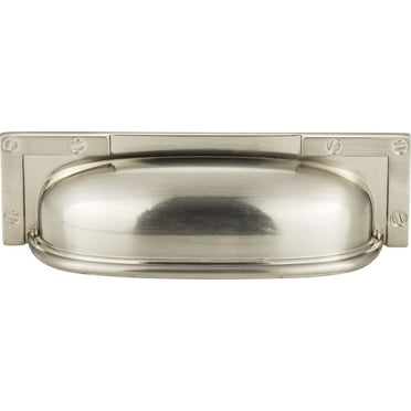 Atlas Homewares 382 Campaign 3-3/4" Center To Center Cup Cabinet Pull - Nickel