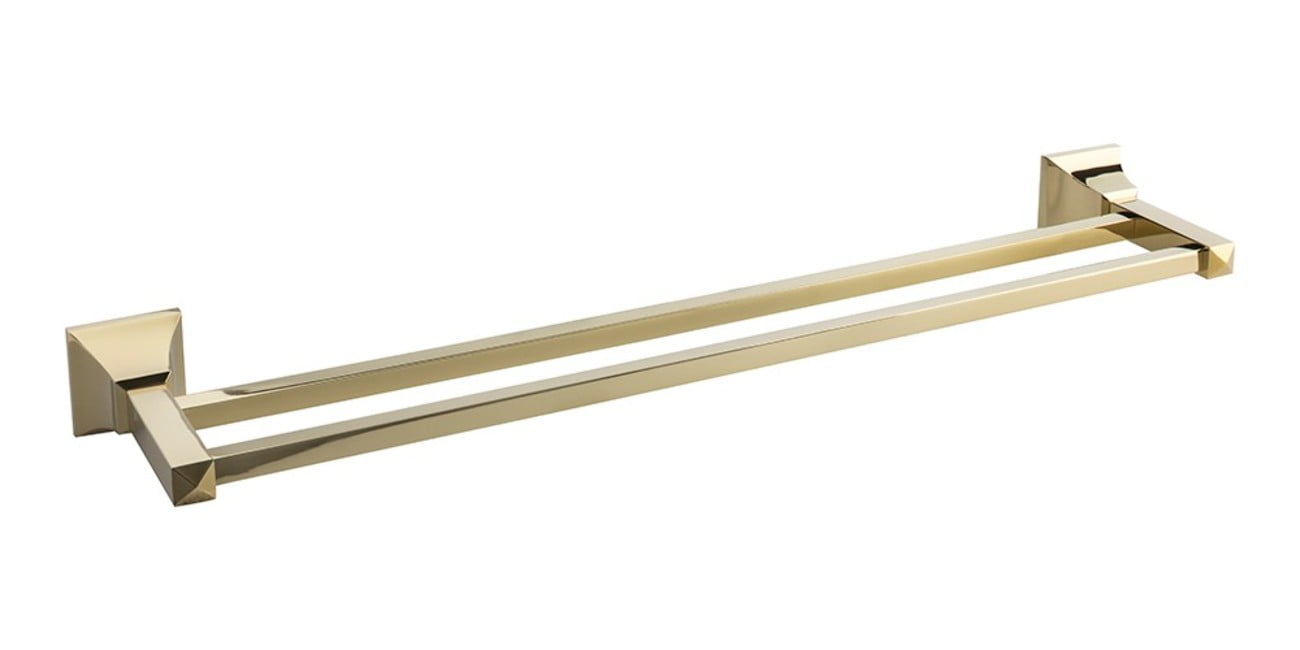 Elegant French Gold Brass Wall Mounted Double Towel Bar