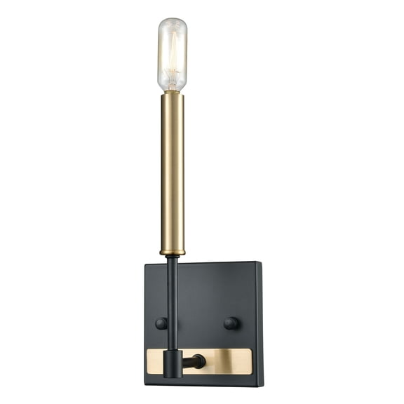 Atlas Lighting and Home 1-Light Candlestick Wall Sconce - 11" - Matte Black and Satin Brass Finish