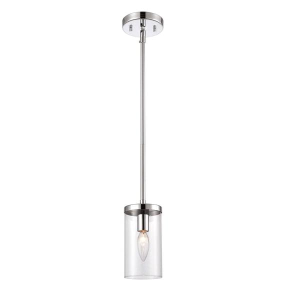 Atlas Lighting and Home 1-Light Chrome Finished Cylindrical Hanging Mini Pendant Ceiling Light