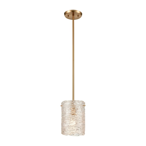 Atlas Lighting and Home 1-Light Cylindrical Hanging Mini Ceiling Pendant Light - 8" - Satin Brass
