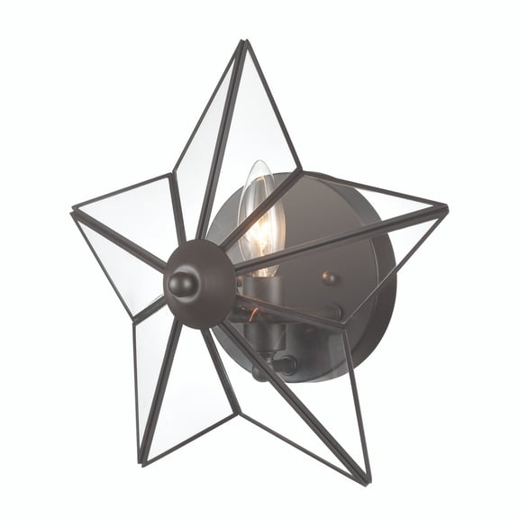 Atlas Lighting and Home 1-Light Geometric Star Wall Sconce with Clear Glass - 12" - Bronze Finish