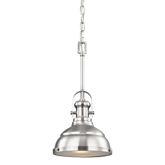 Atlas Lighting and Home 1-Light Hanging Mini Ceiling Pendant Light with Dome Shade - 11" - Brushed