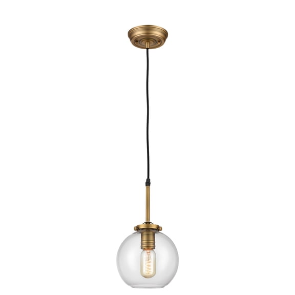 Atlas Lighting and Home 1-Light Hanging Mini Pendant Ceiling Light Fixture with Glass Orb Shade -