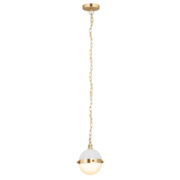 Atlas Lighting and Home 1-Light Hanging Mini Pendant Ceiling Light Fixture with White Orb Shade -