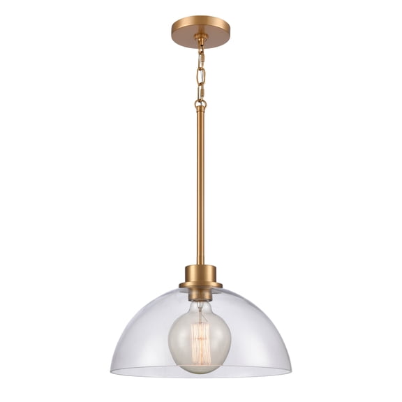 Atlas Lighting and Home 1-Light Hanging Pendant Ceiling Light Fixture with Dome Shade - 14" Brushed