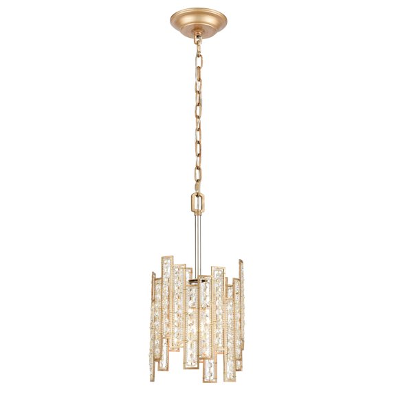 Atlas Lighting and Home 1-Light Layered Crystal Panel Hanging Mini Ceiling Pendant Light - 11" -