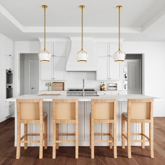 Atlas Lighting and Home 1-Light Louvered Hanging Pendant Ceiling Light Fixture - 13" Satin Brass