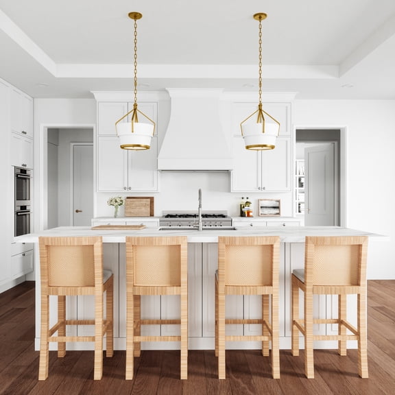 Atlas Lighting and Home 1-Light Louvered Hanging Pendant Ceiling Light Fixture - 16.5" Satin Brass