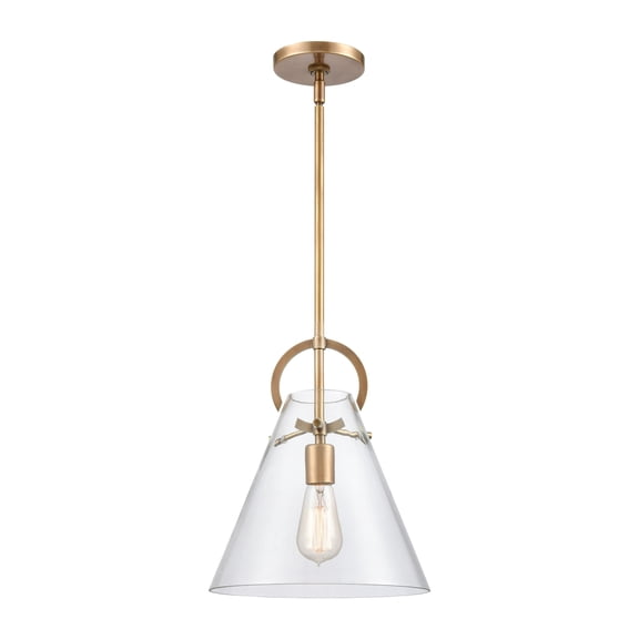 Atlas Lighting and Home 1-Light Mini Pendant Ceiling Light Fixture with Conical Glass Shade - 14" -