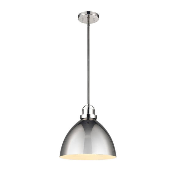 Atlas Lighting and Home 1-Light Nickel Finished Dome Hanging Pendant Ceiling Light Fixture - 12.5"