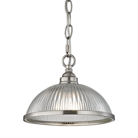 Atlas Lighting and Home 1-Light Nickel Hanging Mini Pendant Ceiling Light Fixture with Dome Shade -