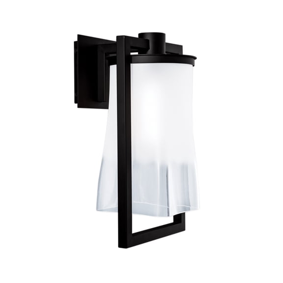 Atlas Lighting and Home 1-Light Outdoor Wall Sconce with Draped Glass Shade- Matte Black