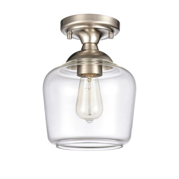 Atlas Lighting and Home 1-Light Semi Flush Mount Ceiling Light Fixture - 10.5" - Satin Nickel