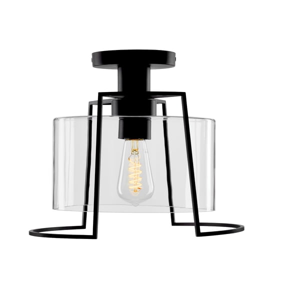 Atlas Lighting and Home 1-Light Semi Flush Mount Ceiling Light Fixture with Bell Shade - 13" - Matte