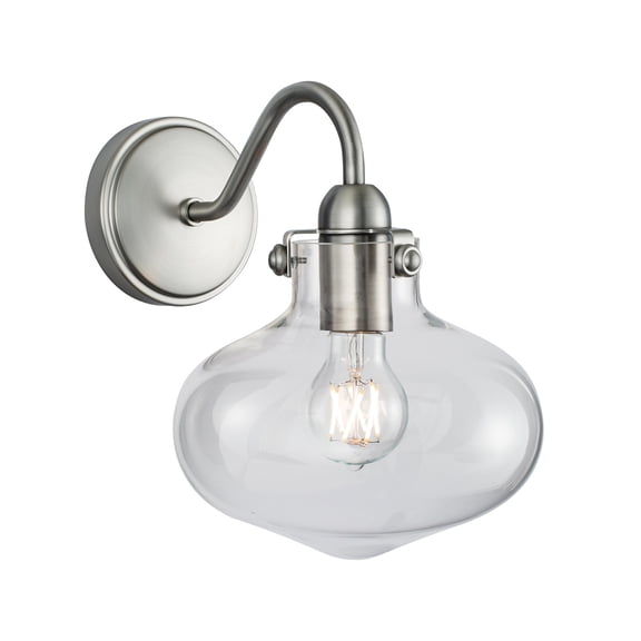 Atlas Lighting and Home 1-Light Wall Sconce with Curved Globe Glass Shade - 11.75" - Brushed Nickel